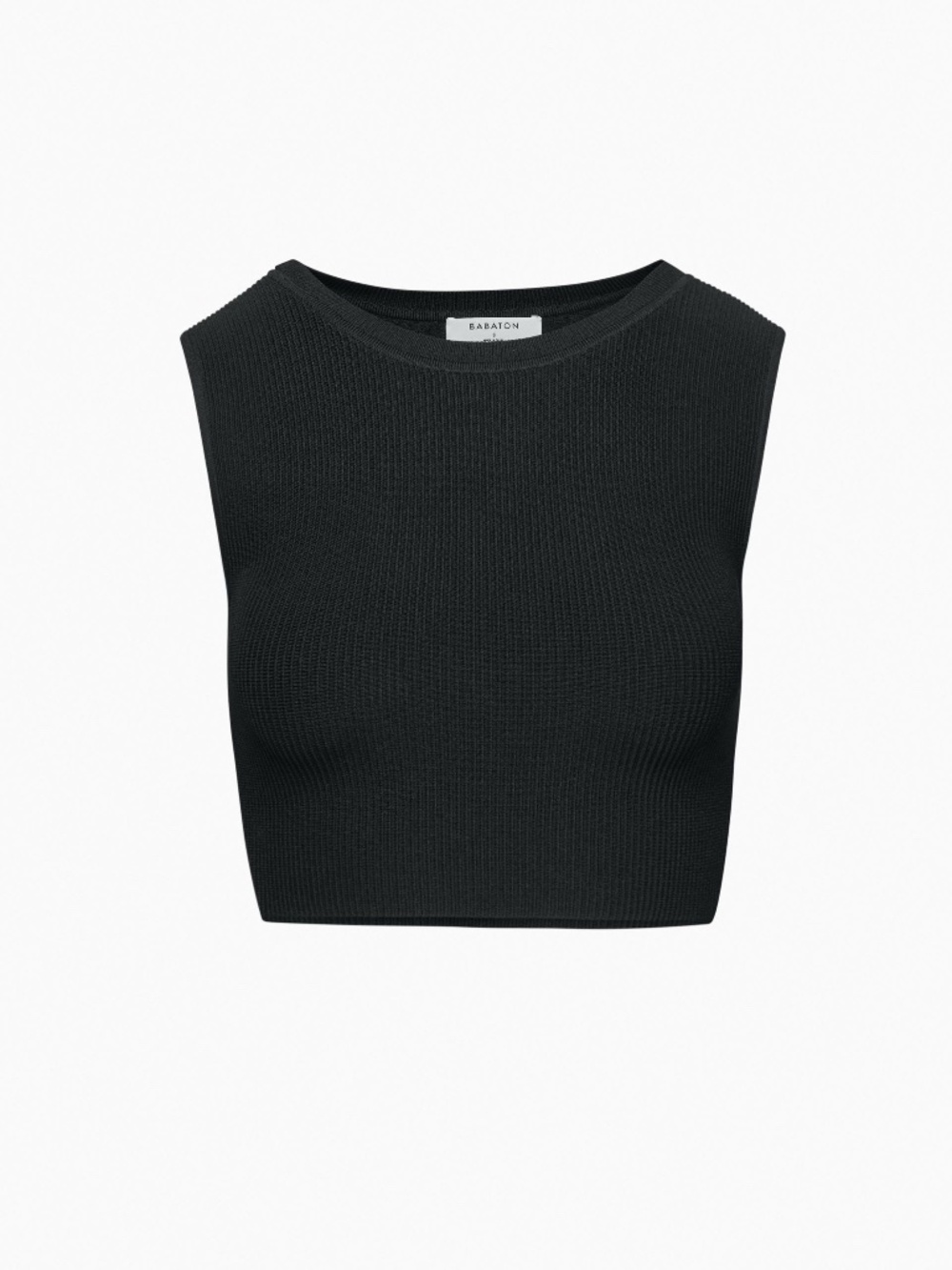 NWOT Aritzia Babaton Black Sculpt Knit Ribbed Cropped Muscle Tank XS